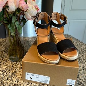 J.Crew Black Canvas Espadrille Wedge Sandals (NWB)